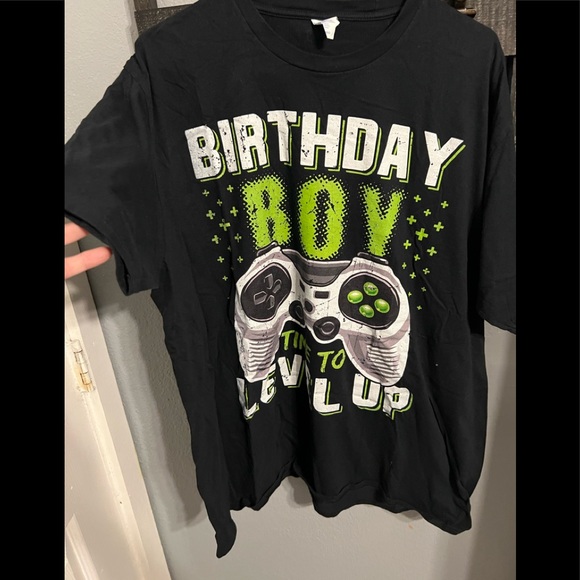 Birthday Boy Time To Level Up Black Tee Shirt - Picture 1 of 4